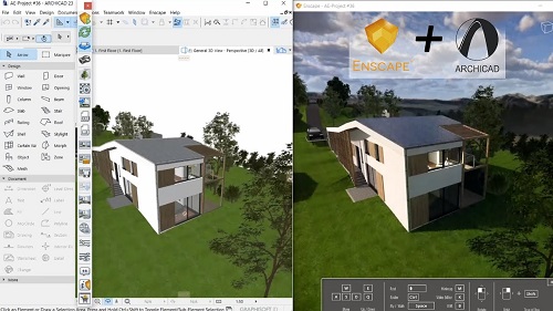 Enscape plugin + ArchiCAD programa para renderização arquitetura
