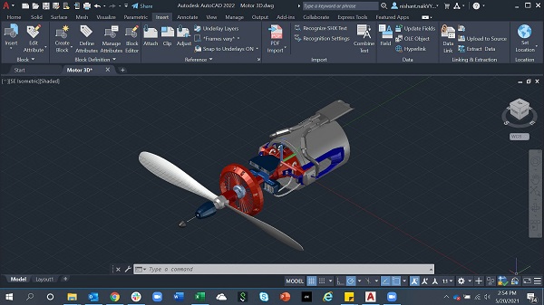 Autocad Programa para design de Motor de aeronave