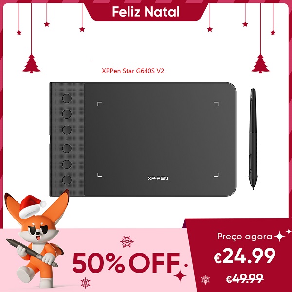 Promo Natal 2022 de mesa digitalizadora XPPen Star G640S V2