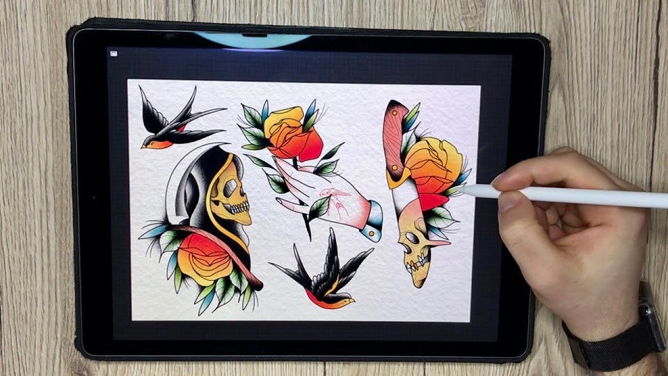 ipad pro tablet para desenho e design tatuagem