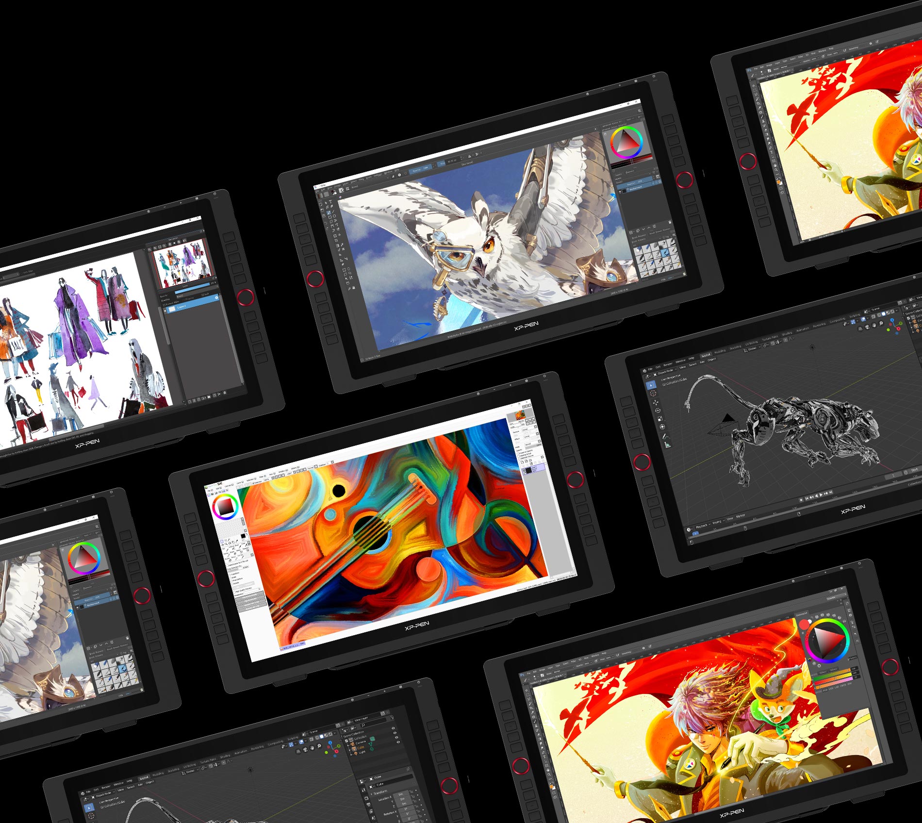  tela digitalizadora XP-Pen Artist 22R Pro Compatível com a maioria dos sistemas operacionais e aplicativos 