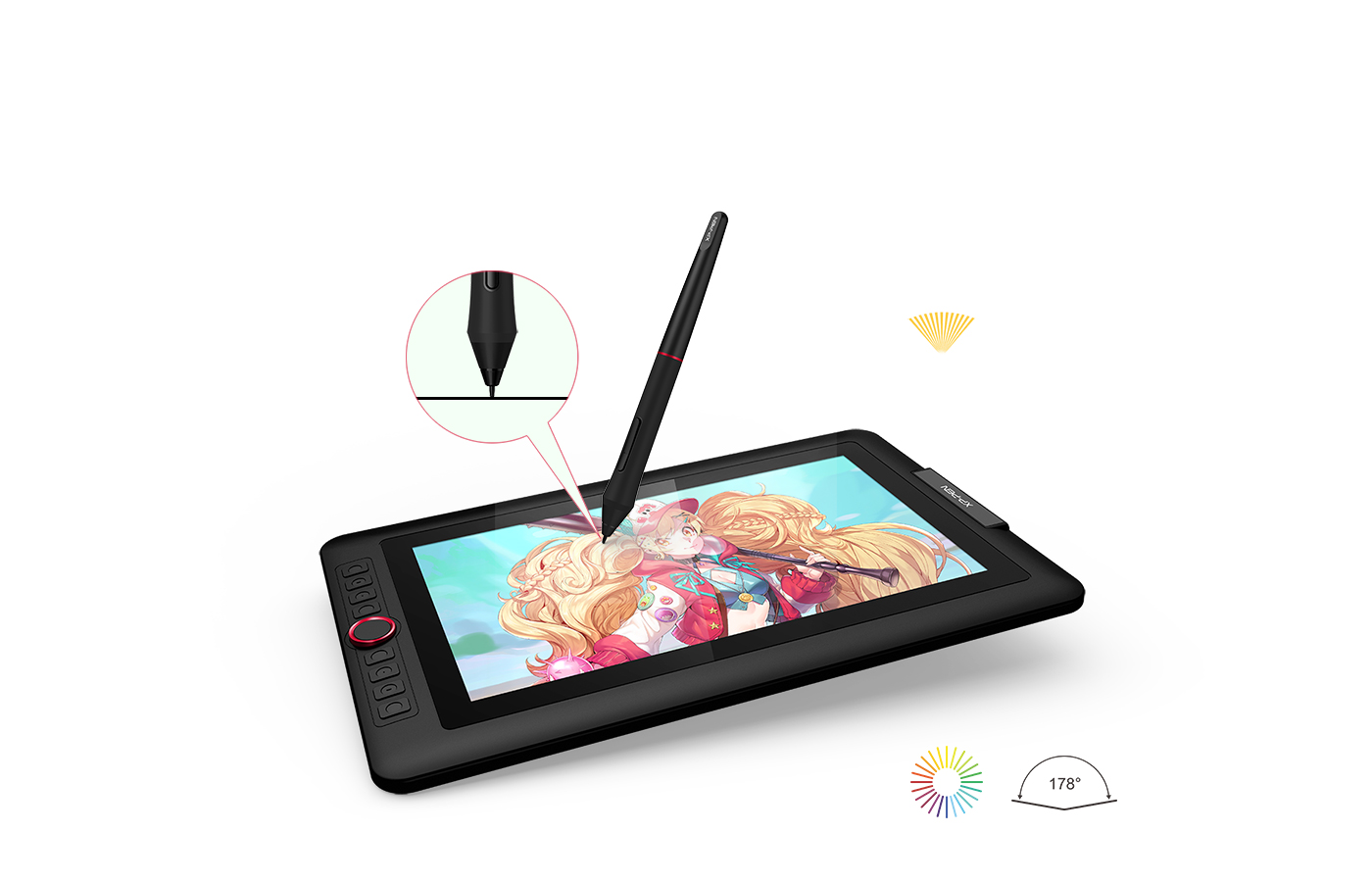 tela XP-Pen Artist 13.3 Pro adotar uma tecnologia totalmente laminada