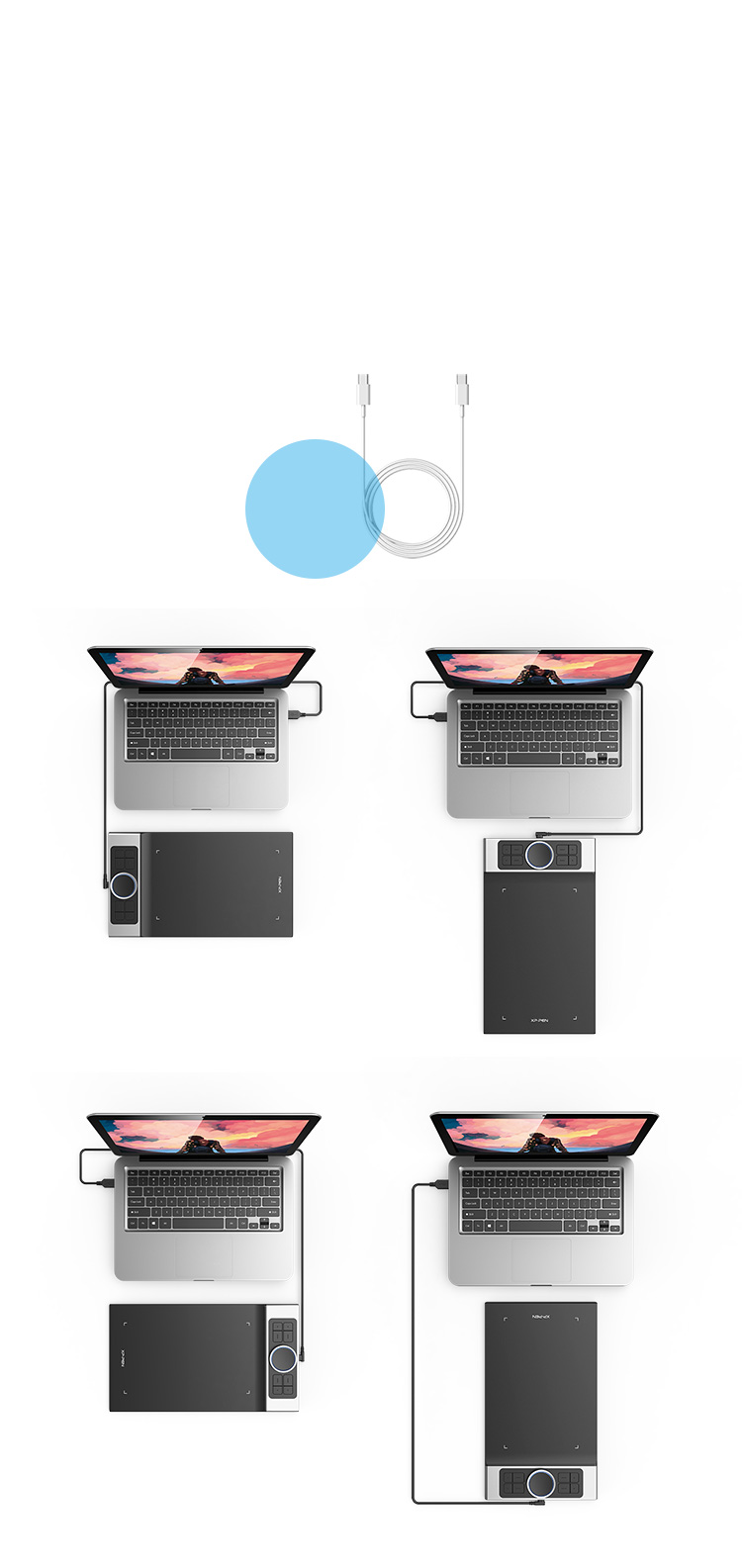 O XP-Pen Deco Pro é a primeira mesa de desenho equipado com uma porta Type-C