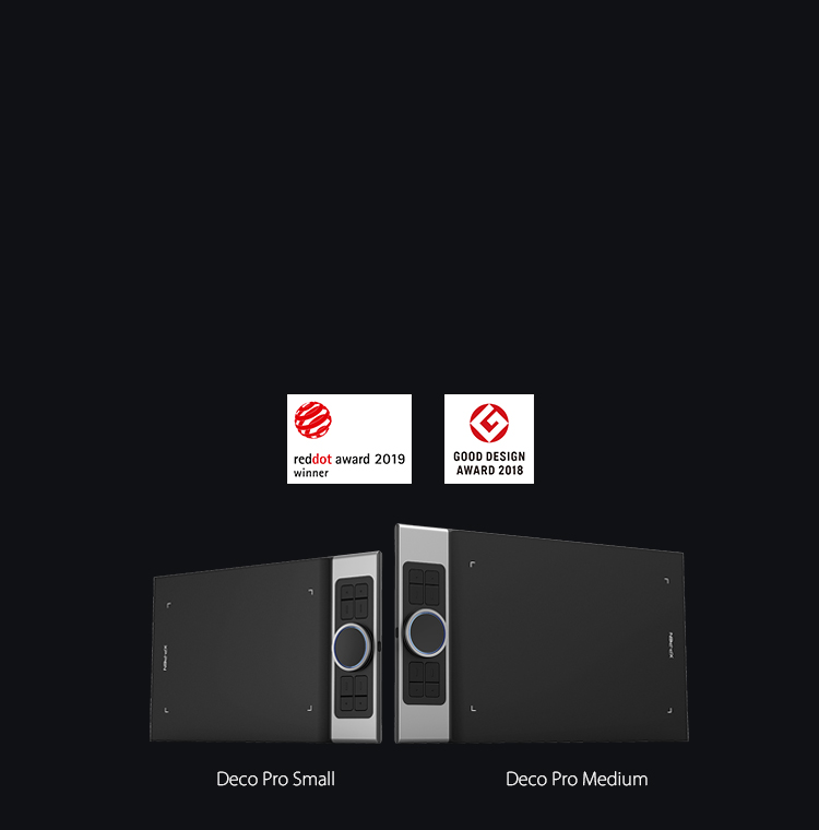 XP-Pen Deco Pro foi homenageado como vencedor do Red Dot Design Award 2019 e vencedor do Good Design Award 2018