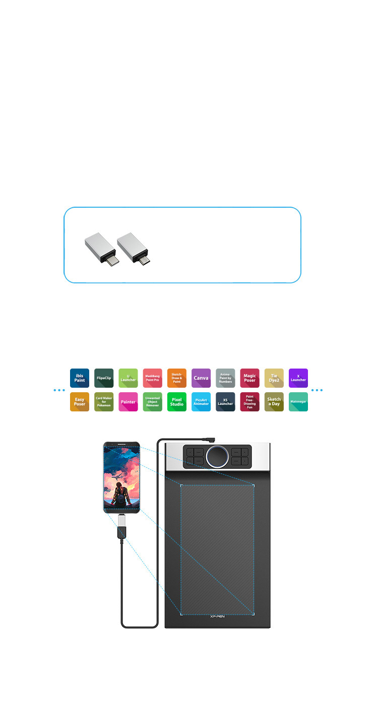 A série XP-PEN Deco Pro suporta conexão com computadores e celulares Android