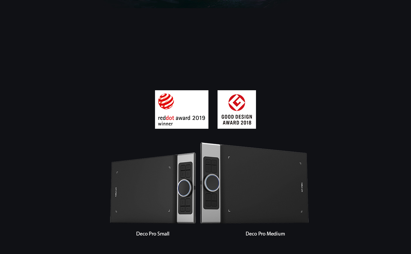 XP-Pen Deco Pro foi homenageado como vencedor do Red Dot Design Award 2019 e vencedor do Good Design Award 2018