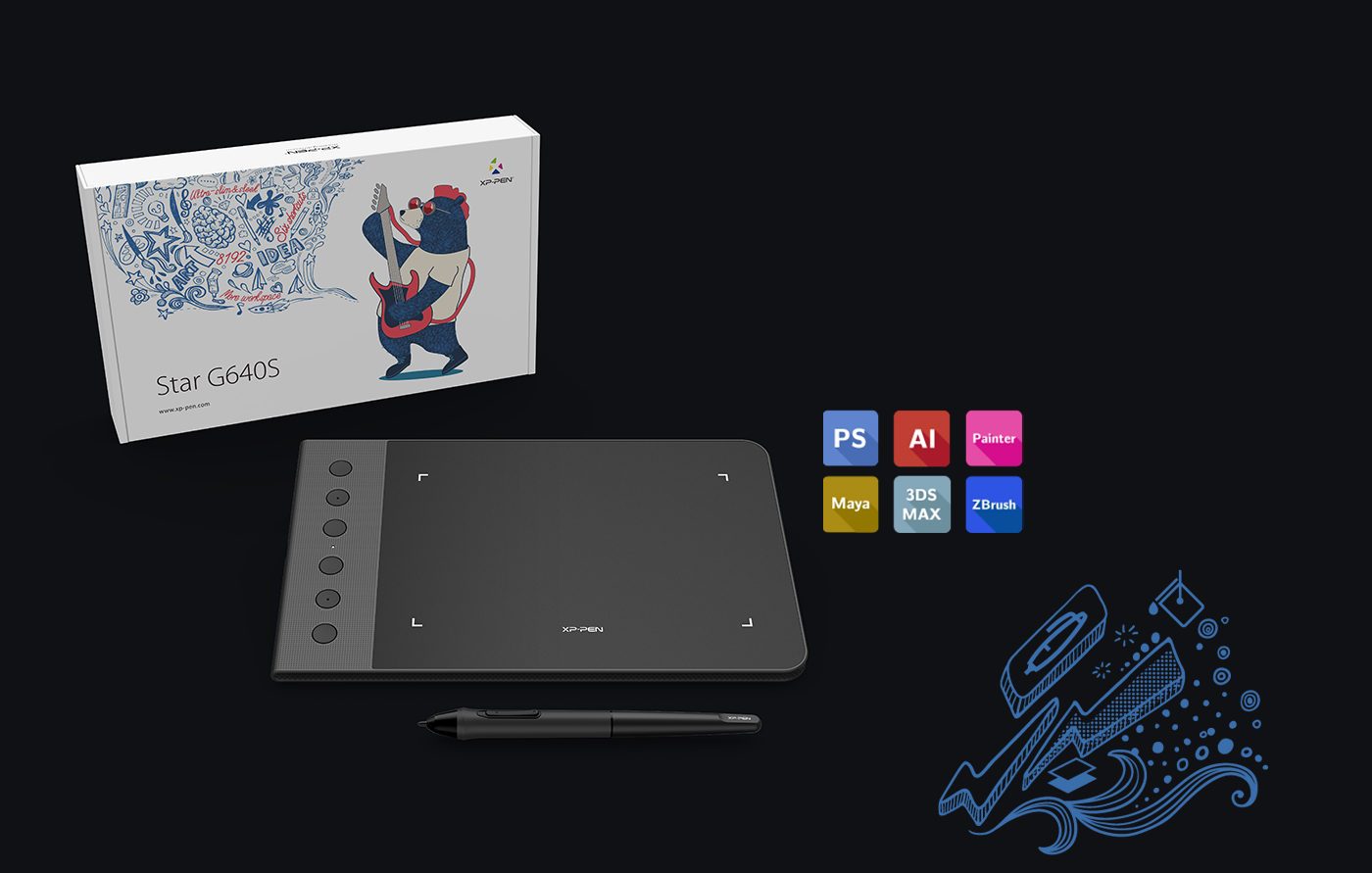 mesa digitalizadora XP-PEN Star G640S Compatível com Windows 10/8/7 e Mac OS , Usei no programas sai , Photoshop , Painter, Illustrator, CSP