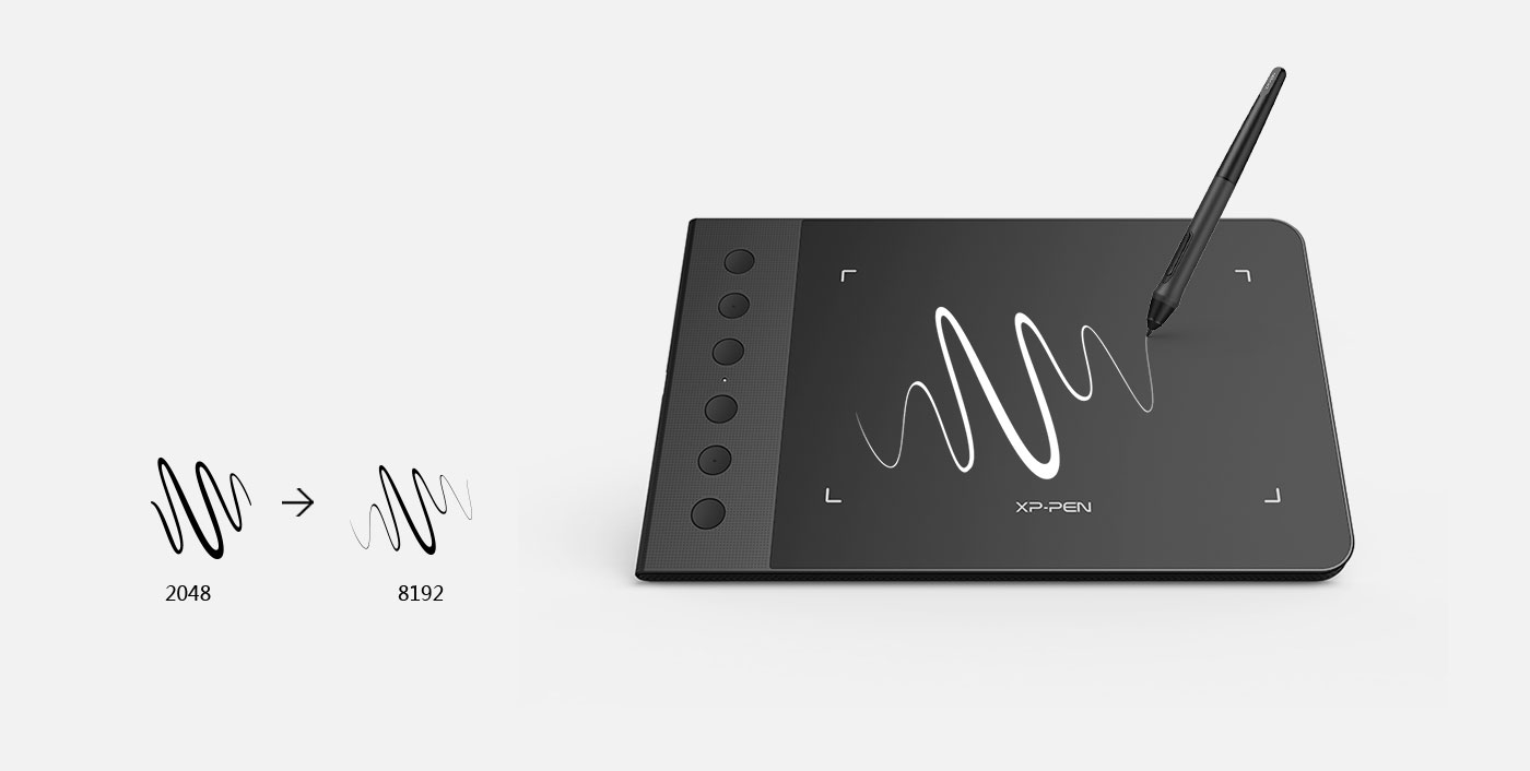 caneta digital apresenta 8192 níveis de sensibilidade à pressão