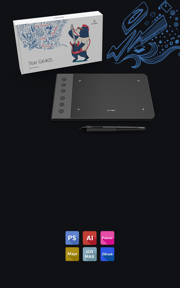 mesa digitalizadora XP-PEN Star G640S Compatível com Windows 10/8/7 e Mac OS , Usei no programas sai , Photoshop , Painter, Illustrator, CSP